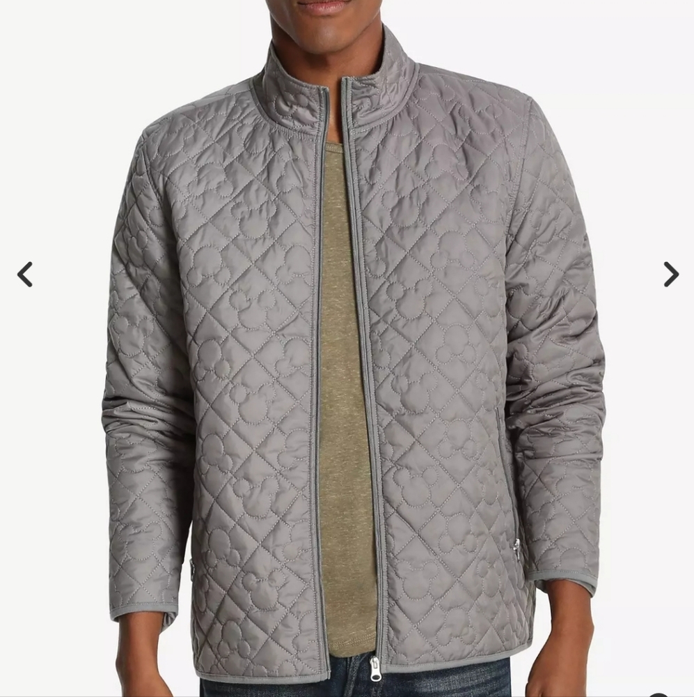 Disney Mickey Mouse gray long sleeve puffer jacket zip pockets Lg men women - Picture 7 of 8